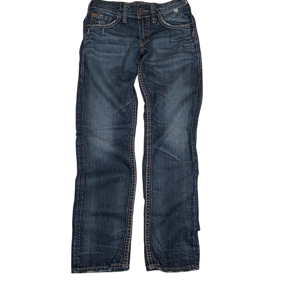 EMC Silver Jeans Co. Eddie Mens Denim Jeans W30 L32 Distressed Dark Wash